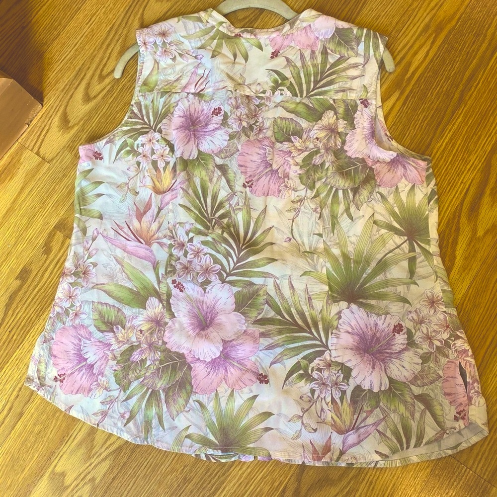 🌺🦜Tropic Vibes 🍹 Hawaiian floral print blouse S/M - Picture 7 of 16